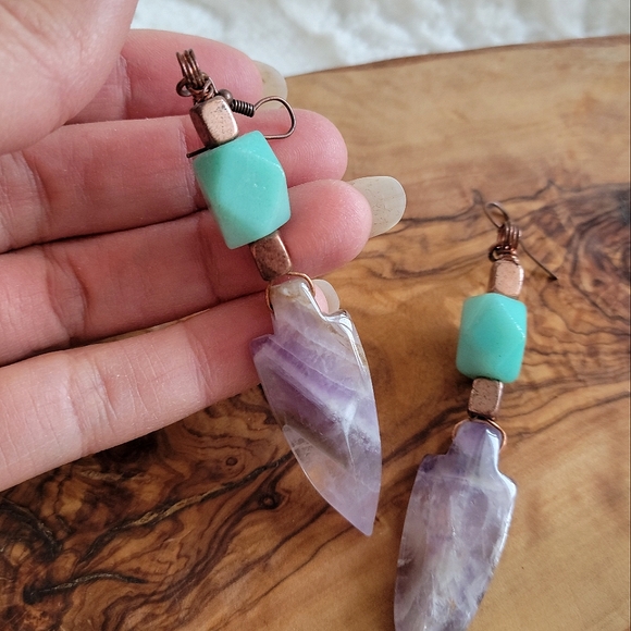 OOAK Handmade Stone Earrings - Picture 3 of 3